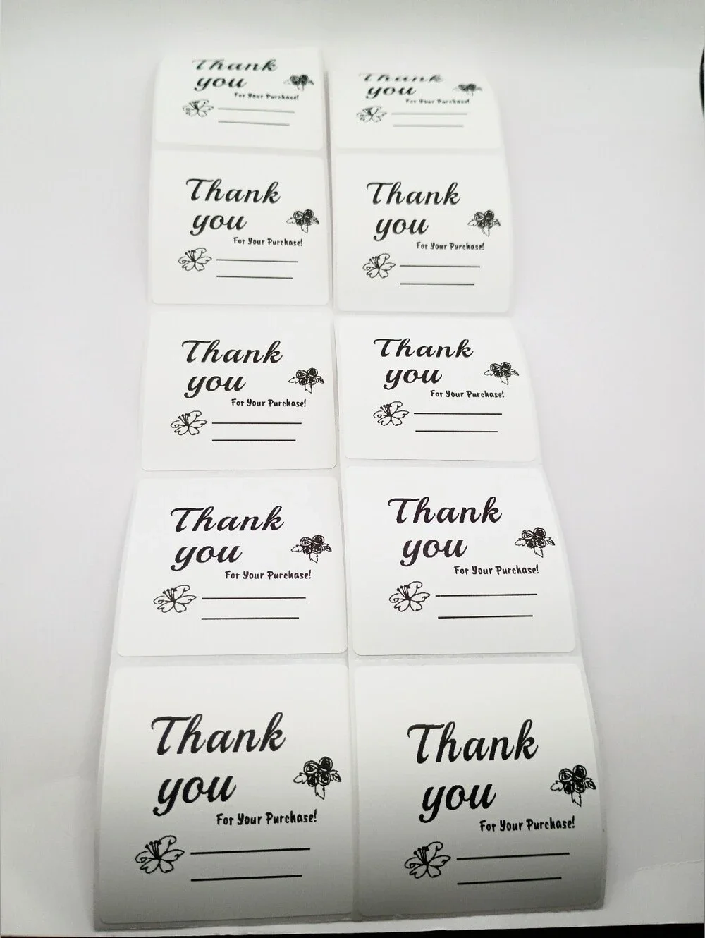 Thank You Stickers Pack Set of 10 - White Thank You Labels for Orders